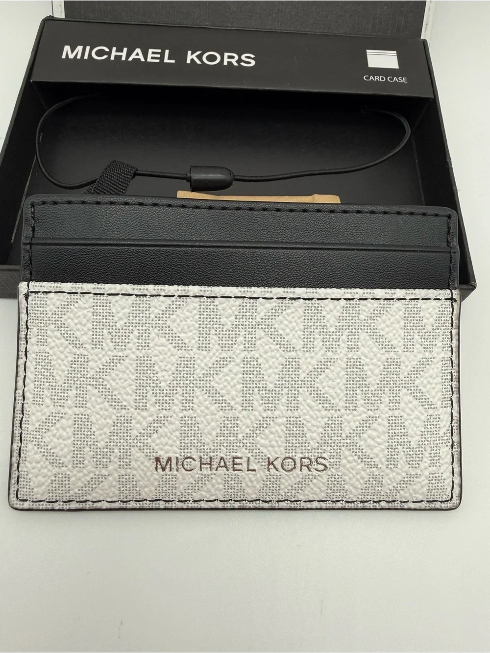 Michael Kors Black and White MK Signature Card Case